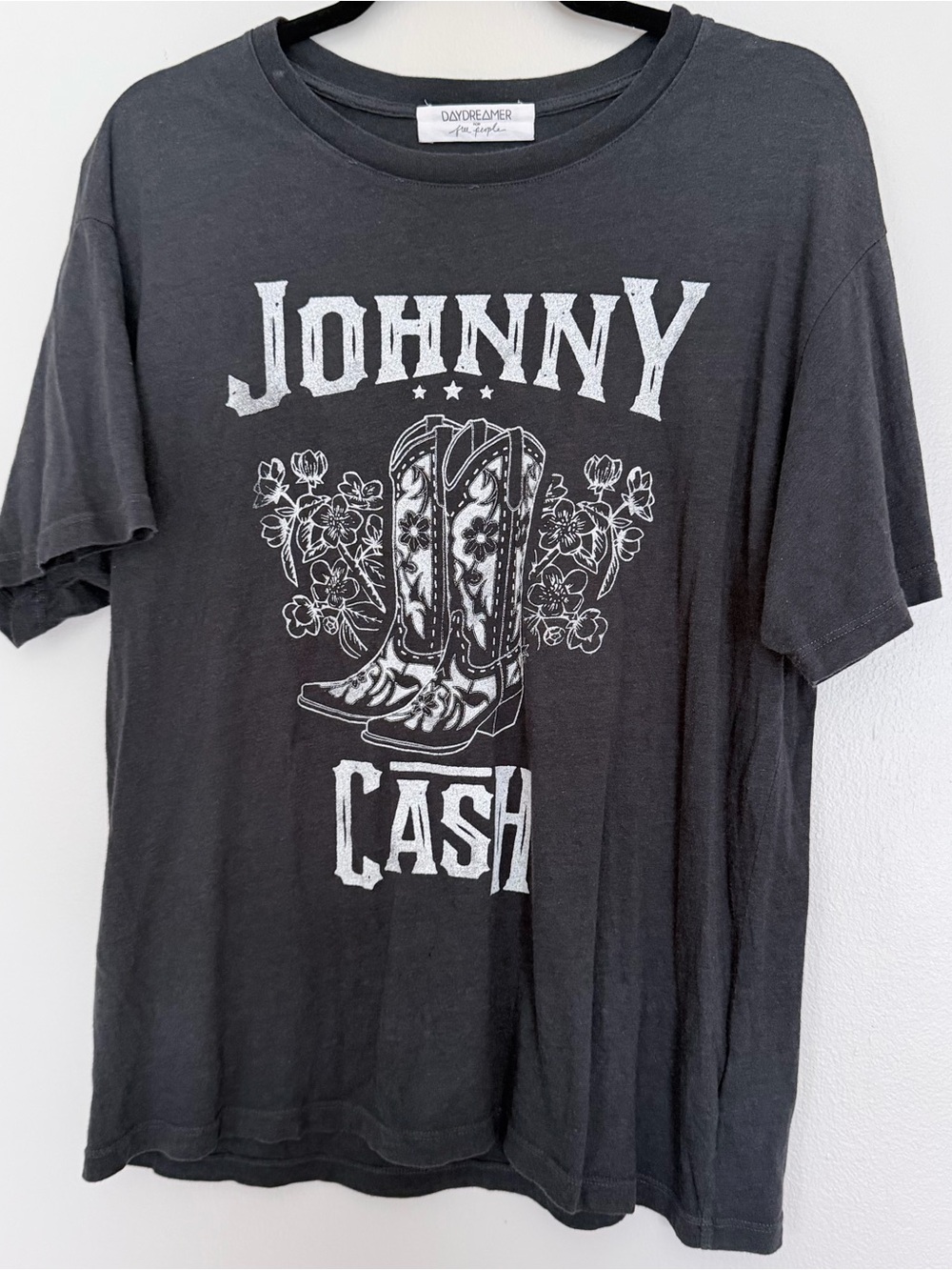 Free People Daydreamer Gray Graphic Johnny Cash Tee